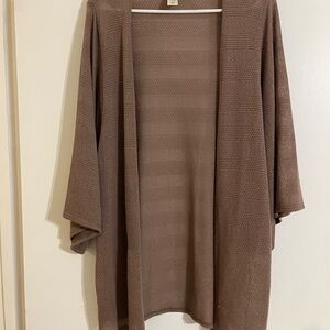 Daytrip Brown Cardigan Sweater with Ribbed Texture